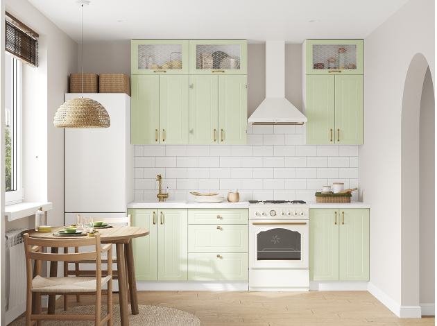 Высокий кухонный гарнитур Прованс 180 см с антресольными шкафами